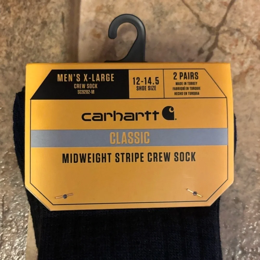 NWT *Bundle 4 pairs* men’s Carhartt Classic Midweight Stripe Crew Socks sz XL